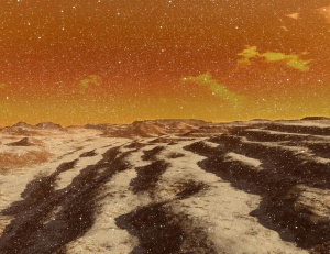 Snow storm on Mars. Image credit: Ron Miller